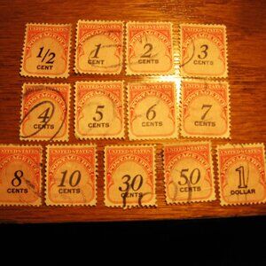Assortment of 1959-1985 Postage Due Stamps Perforated 11 x 10.5